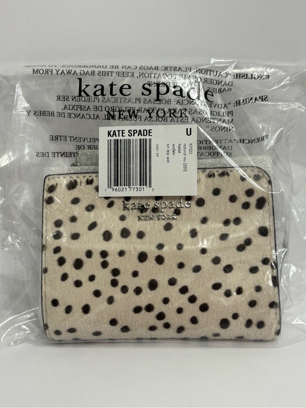 NWT kate spade Haircalf Small L-zip Wallet - Picture 8 of 8